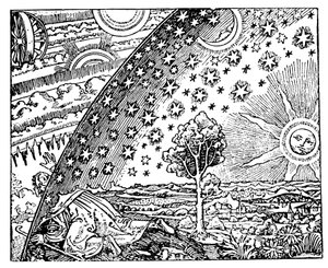 Reconstructie van een middeleeuwse opvatting van het universum, 19e eeuw door Unbekannt