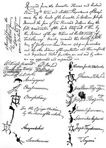 Verminderde facsimile van een verdrag tussen de Britten en de inheemse Amerikaanse stammen, 1769 door Unbekannt