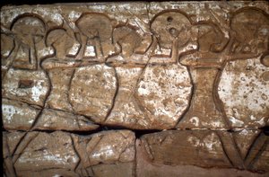 Reliëf van soldaten, Tempel van Ramses III, Medinat Habu, Luxor, Egypte, ca. 12e eeuw v.Chr. door Unbekannt