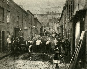 Verwijderen van puin gebracht door een overstroming in St. Ives, 1901 door Unbekannt
