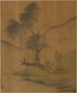 Rustend onder wilgen, Mogelijk Ming-dynastie, 1368-1644 door Unbekannt