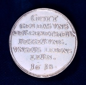 Keerzijde van een medaille ter herdenking van de briljante komeet van november 1618
