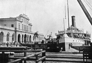 Rivierstoomboot bij het douanehuis, Asuncion, Paraguay, 1911