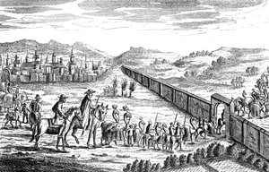 Robinson Crusoe met de Moskouse karavaan, c1719 door Unbekannt