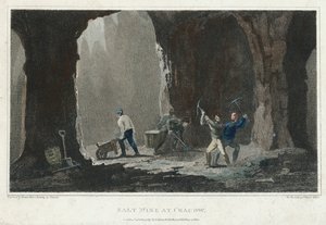 Rotszout: Mijnwerkers aan het werk in een zoutmijn bij Krakau, Polen, c1820 door Unbekannt