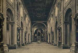 Rome - Hoofdnave van de Basiliek van Sint-Jan van Lateranen Borromini, arch. 1650, 1910