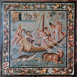 Romeins mozaïek van een veerboot, 2e eeuw
