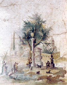 Romeinse muurschildering uit de villa van Agriopa Posthumus, nabij Pompeii door Unbekannt