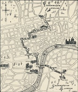Route van de protestmars om de Tolpuddle Martyrs te bevrijden, 1834, 1934 door Unbekannt