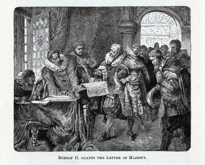 Rudolf II verleent de Majesteitsbrief, 1882 door Unbekannt