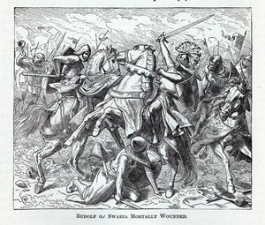 Rudolf van Zwaben dodelijk gewond, 1882 door Unbekannt