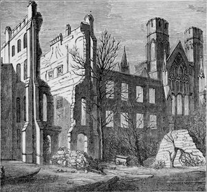 Ruïnes van het Parlement na de brand in 1834 door Unbekannt