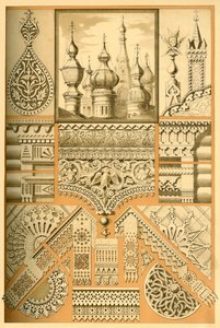 Russisch architectonisch ornament en houtsnijwerk, 1898