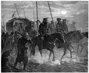 Russische gewonden verlaten Plevna, Russisch-Turkse Oorlog, 1877-1878, 1900