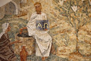 Abdijbasiliek van Saint-Maurice, Mozaïek van Madeleine Diener Jezus en de Samaritaan bij de bron van Jacob, Saint-Maurice, Zwitserland door Unbekannt