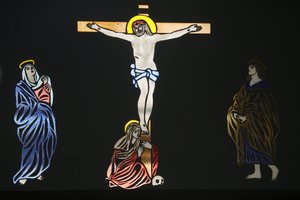 Koptische kerk van Sint Antonius kunstwerk: Jezus aan het kruis, Jeruzalem, Israël door Unbekannt