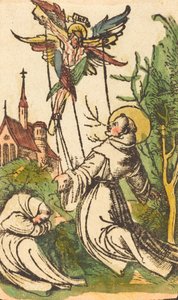 Heilige Franciscus ontvangt de stigmata door Unbekannt