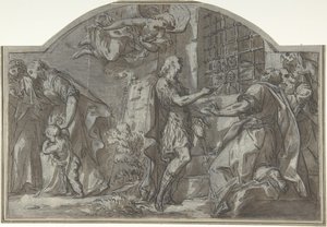Sint Sebastiaan Spoort de Christelijke Gevangenen aan door Unbekannt