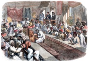 Verkoop in Calcutta van waardevolle regeringsgeschenken en Lucknow-juwelen, 1860 door Unbekannt