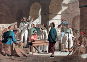 Verkoop van Engelse goederen in Canton, 1858