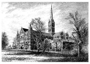 Kathedraal van Salisbury, vanuit het zuidwesten, 1895 door Unbekannt