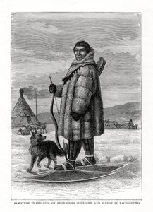 Samojeden reizen op sneeuwschoenen, Rusland, 1877