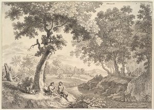 Satyrs in een landschap door Unbekannt