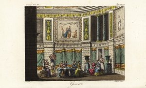Scène in een gynaeceum, vrouwenkwartier, Oud-Griekenland
