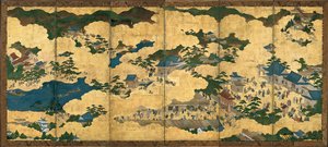 Scènes in en rond Kyoto, ca 1690