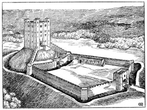 Schema van een Normandisch kasteel gebaseerd op Castle Hedingham, Essex, Engeland door Unbekannt