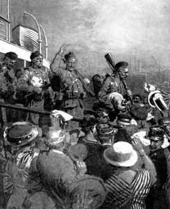 Schotse Hooglanders van de British Expeditionary Force in Boulogne, Frankrijk, Eerste Wereldoorlog, 1914
