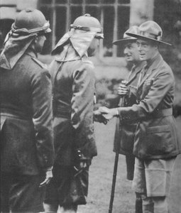 Scouts verwelkomd door de Prins van Wales op de jamboree in Arrowe Park, Birkenhead, 1929, 1936