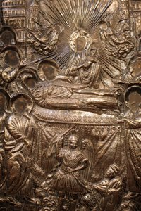 Sculptuur detail in de Griekse kerk van Sint Maria van de Mongolen, Istanboel, Turkije door Unbekannt