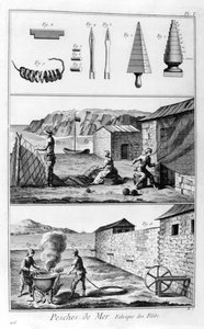 Zeevissen, netten maken, 1751-1777 door Unbekannt