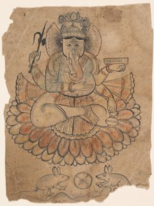 Zittende Vierarmige Ganesha, ca. 1775 door Unbekannt