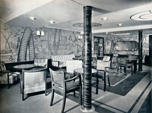Tweede klas rookkamer aan boord van Victoria, 1931 door Unbekannt