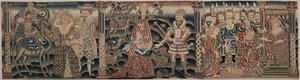 Sectie van een Geborduurde Fries: Rebecca ontmoet Isaac, Abigail ontmoet David, 1625-1649 door Unbekannt