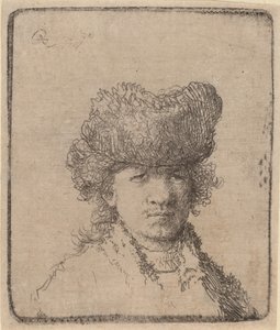 Zelfportret in een bontmuts door Unbekannt