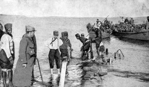 Senegalese soldaten die inschepen aan de Egyptische kust, Eerste Wereldoorlog, 1915