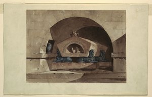 Graf in Egyptische Stijl met Sfinxen en een Uil door Unbekannt