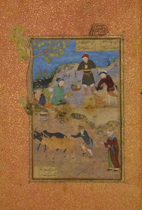 Shaikh Mahneh en de Dorpsbewoner, Folio 49r uit een Mantiq al-tair Taal van de Vogels door Unbekannt