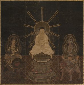 Shaka bijgewoond door Fugen en Monju