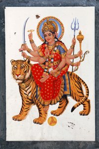 Sherawali, of Jagadamba. Mensen in Noord-India zingen ter ere van haar als Jai Mata di, zij is dezelfde Durga of Shakti