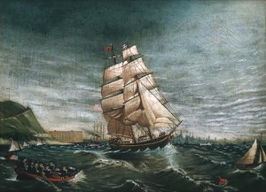 Schip in de Haven van New York door Unbekannt