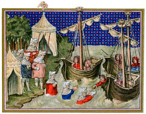 Schepen die proviand brengen naar het Engelse leger, campagne van Richard II in Ierland, 1399, 1893