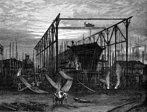 Scheepswerven aan de Tyne, ca. 1880