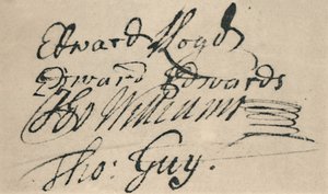 Handtekening van Edward Lloyd, 1692, 1928