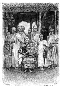 Singalese boeddhistische priesters, Sri Lanka, 1895 door Unbekannt