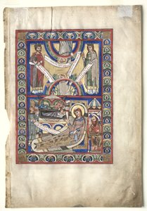 Enkel blad uit een evangelieboek: De Geboorte (recto)