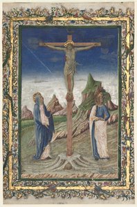 Enkel Blad uit een Missaal: De Kruisiging, eind 1400s door Unbekannt